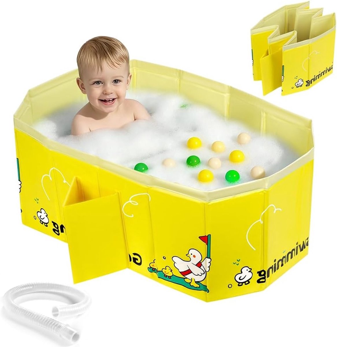 Vouwbare Babybadkuip voor Peuters, Draagbare Mini Zwembad, Antislip Douchebak voor Kinderen van 0-8 Jaar, Ideaal voor Reizen en Thuisgebruik