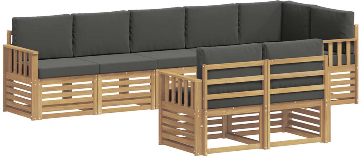 vidaXL Buiten - bank - set - 8 - st - 8-zits - Wit - en - antracietkleurig - Polyester Wit en antracietkleurig