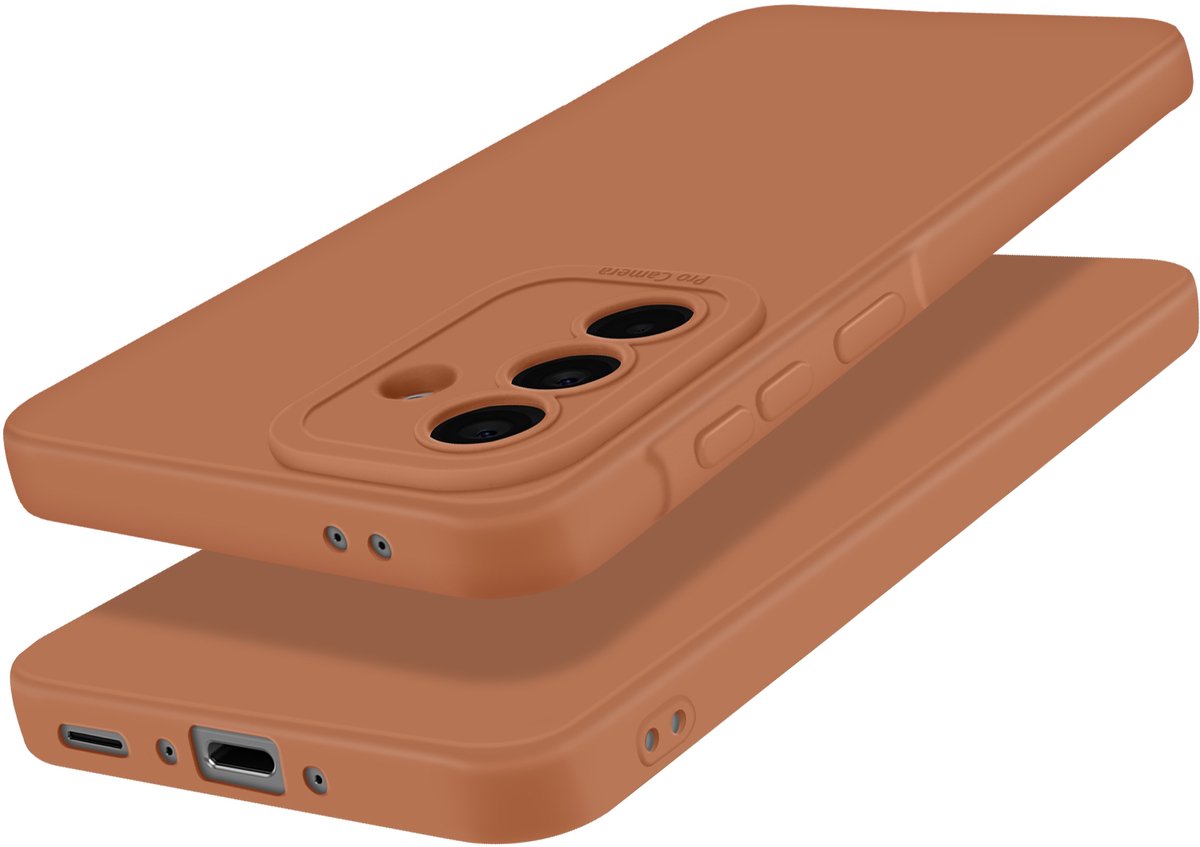 Avizar Hoesje Geschikt voor Galaxy A56 Silicone Soepel met Versterkt Camerablok, Bruin