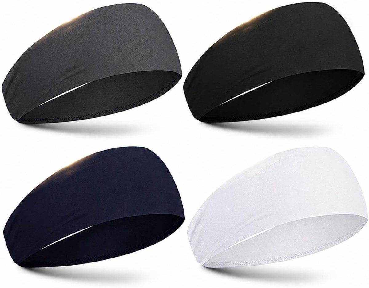 Katoenen haarbanden voor sporters - 4 stuks, absorberend en ademend, perfect voor hardlopen, fitness en outdoor activiteiten