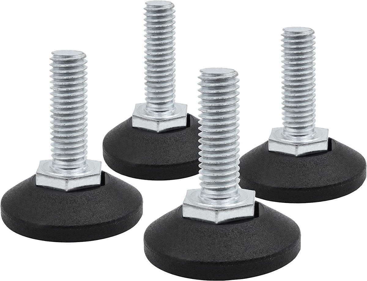 Dailygoods - Dailygoody - Verstelschroef - Stelschroeven - Draaibaar kunststof bord - Ø 58 mm - Draagkracht tot 550 kg - Geschikt voor diverse toepassingen - 4 stuks