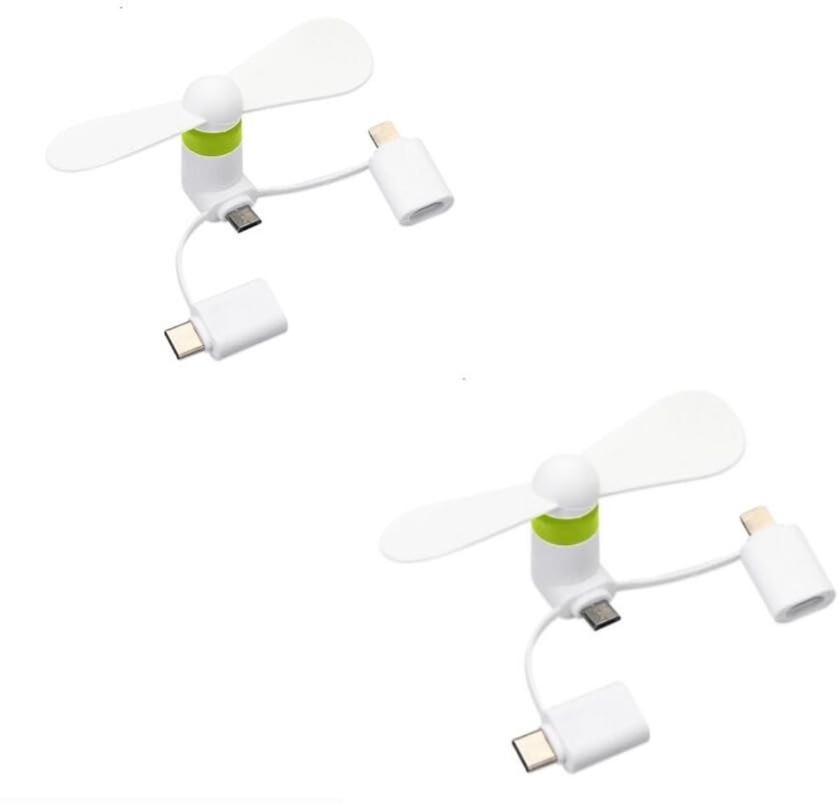 Dailygoods - Dailygoody - Mobiele Telefoonventilator - Mini Ventilator - Draagbaar en Compatibel - Wit - Koeler voor Telefoon - Ventileren - 3-in-1