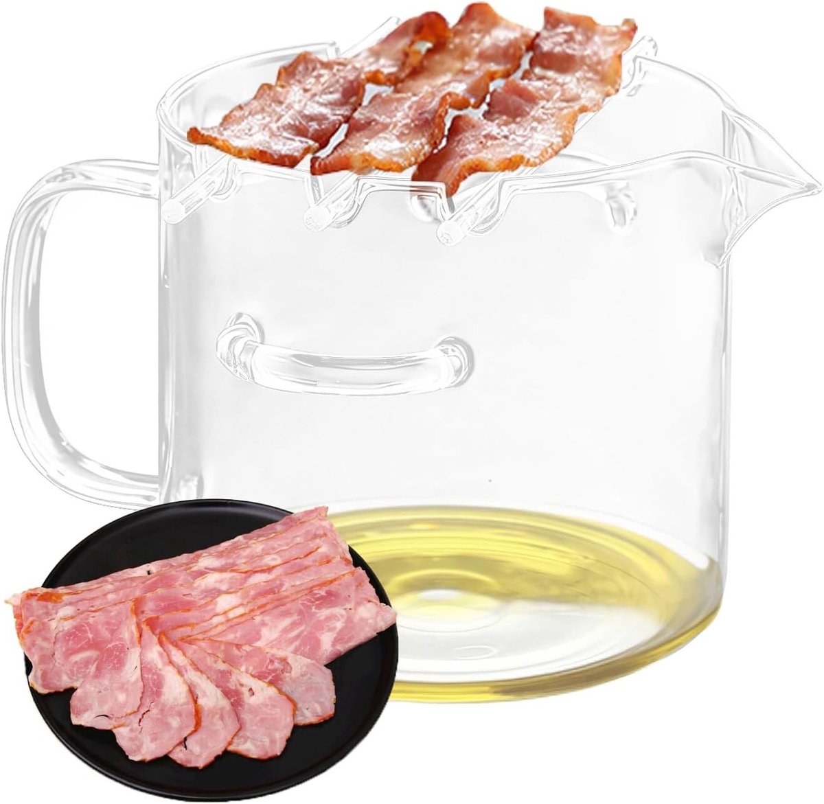 Hittebestendige glazen baconschaal voor magnetron en oven, ideaal voor spek, kaas en barbecue gerechten