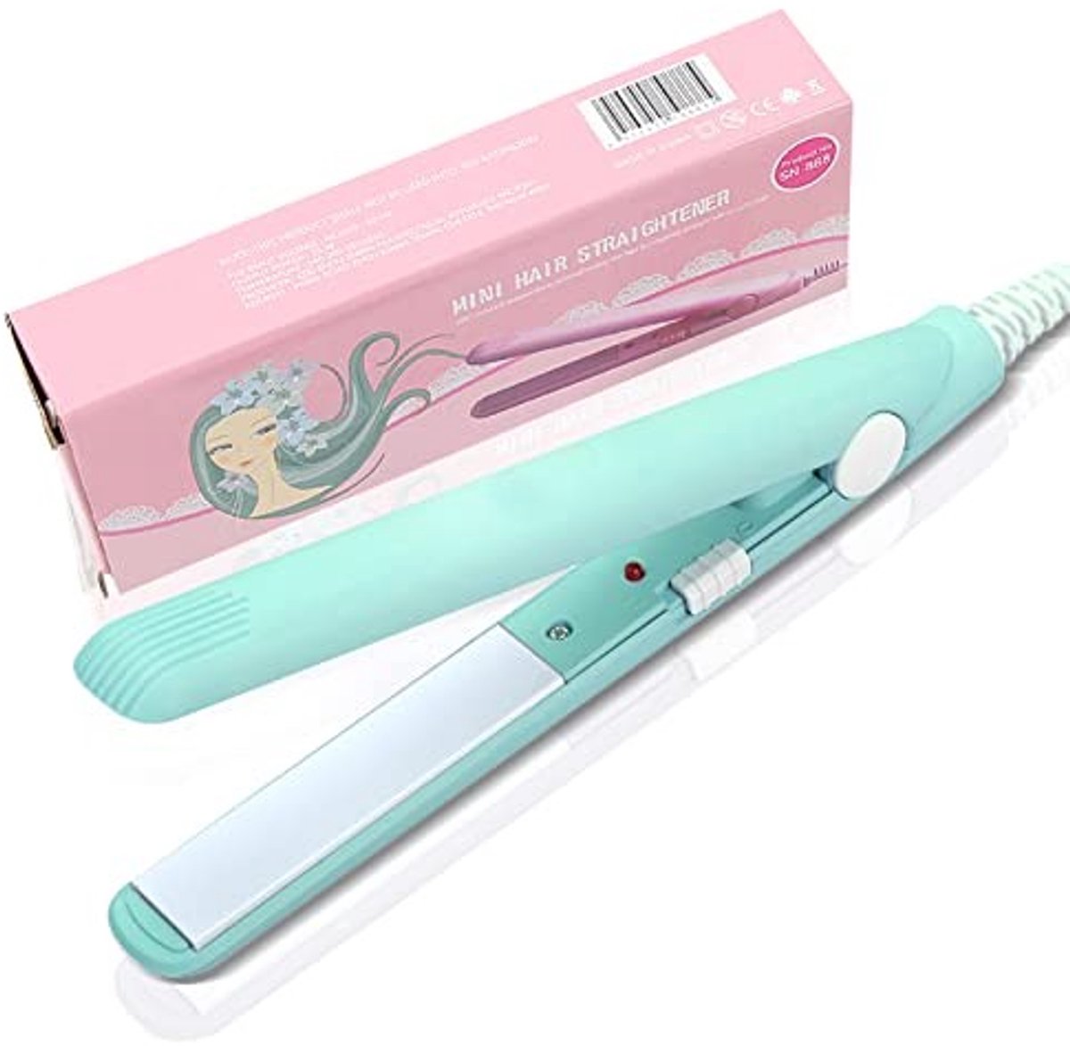 Dailygoody - 2-in-1 Mini-Stijltang - Keramiek en Toermalijn - Snelle Haarstyling - Matcha Groen - Geschikt voor Krullen en Steil Haar - Compact en Lic