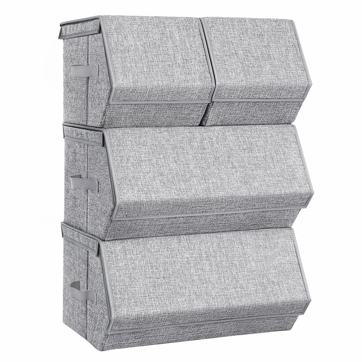 Dailygoody - Stapelbare opbergdoos - Speelgoed organizer - Metalen frame - Grijs - Voor kleding en boeken - Ruimtebesparend - Set van 4
