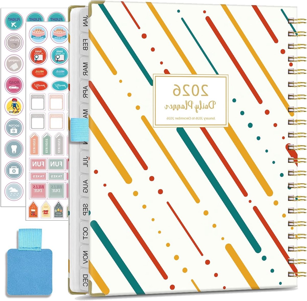 2026 A4 Weekplanner Spiral - Schoolagenda met Plakclips, Tas en Maandagindeling - Perfect voor Organisatie en Planning