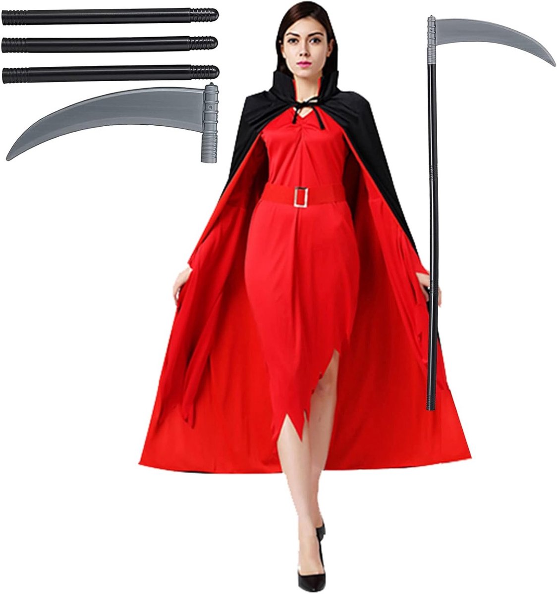 Verkleding voor Halloween: Fluwelen Sikkelcape met Staande Kraag voor Volwassenen en Kinderen, Perfect voor Cosplay en Feestjes, Beschikbaar in 90cm en 140cm, Roze