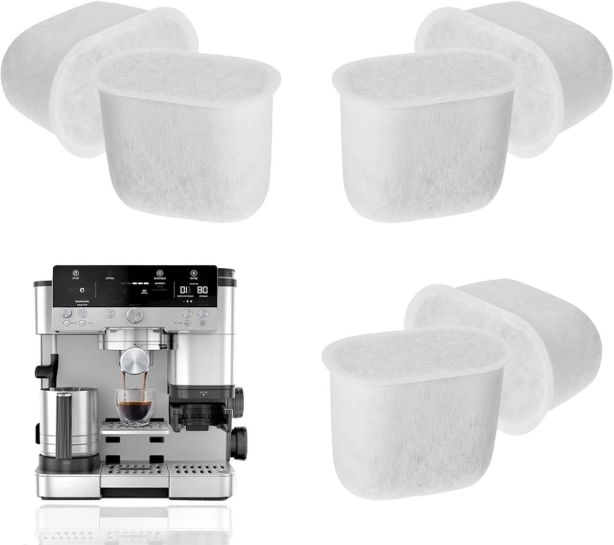 Waterfilterinserts voor Luxe Cafe Accessoires - 6 Stuks Actieve Koolstoffilters voor Espresso- en Koffiemachines
