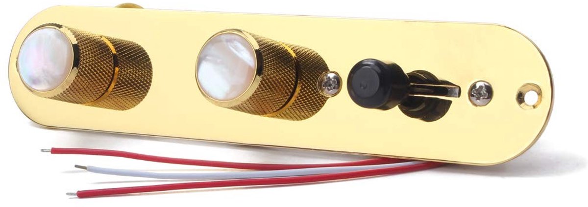 Dailygoods - Dailygoody - Volledig geladen bediening - 3-Way Control Plate - Eenvoudige installatie - Goud - Kabelboom - Geschikt voor Fender Telecaster - 160mm x