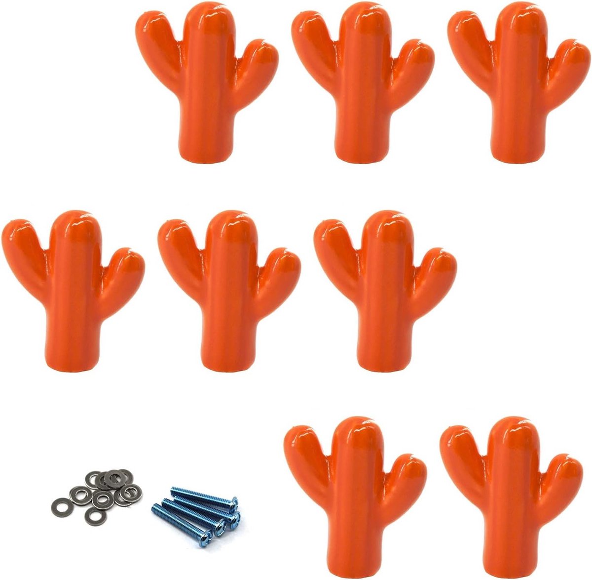 Keramische Deurklinken met Oranje Handvat voor Kinderkamers - 8 Stuks, Meubelknoppen, Deco