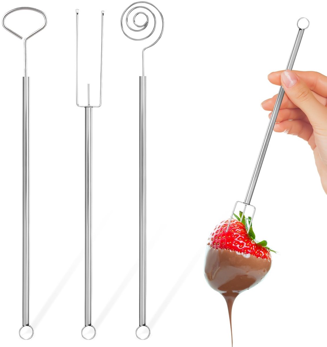 Dailygoods - Dailygoody - Praline Vorken - Set van 3 Chocolade Vorken - Roestvrij Staal - Chocolade Bestek - Perfect voor Dessertervaringen - Ideaal voor Feestjes
