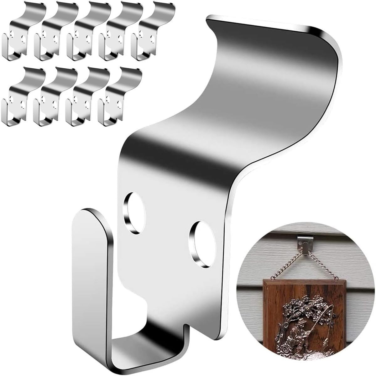 Dailygoods - Dailygoody - Wandhaken - Roestvrijstaal - Perfect voor decoratie - 10 stuks - Sterke muurbevestiging - Geschikt voor vinyl gevels - Kleur: zilver