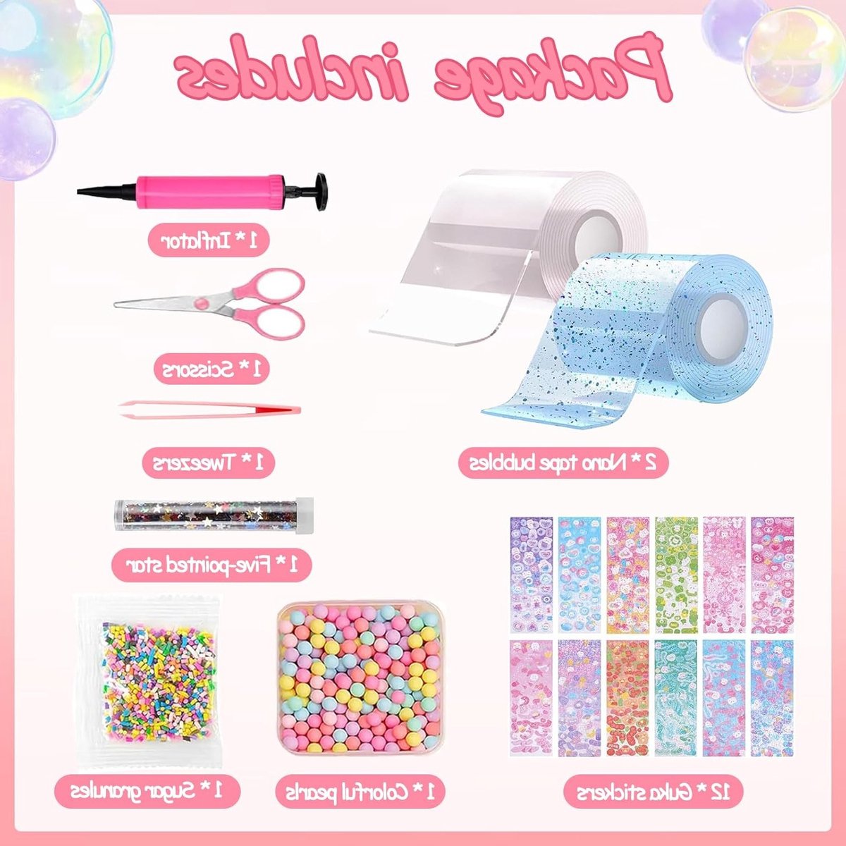 20-delige set met elastische plakstrips voor kinderen, magische bubble tape voor verjaardagscadeaus, dubbelzijdig en transparant, ideaal voor creatief knutselen en DIY-projecten