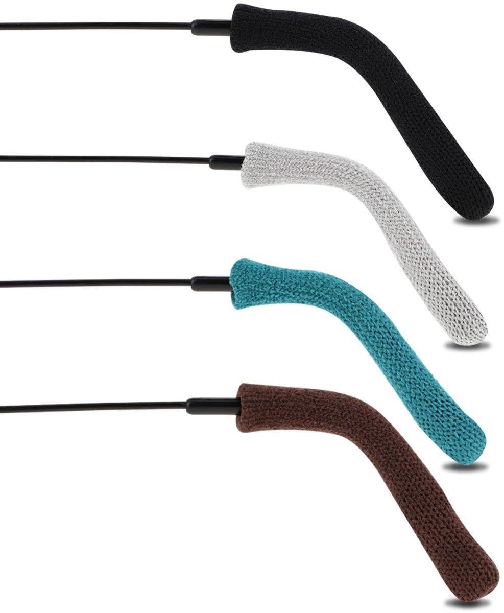 Dailygoods - Dailygoody - Glazen Oorkussen - Anti-slip Oorkussens - Zacht Gebreid Katoen - 4 Kleuren - Oorgrijpers - Voor Brilgebruikers - 4 Paar