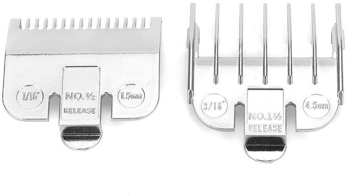 Dailygoods - Dailygoody - Universele opzetkam voor tondeuse - Professionele snijgeleider-kamenset - Zilver - Geschikt voor haarstylisten - 1,5 mm en 4,5 mm - Duurz..