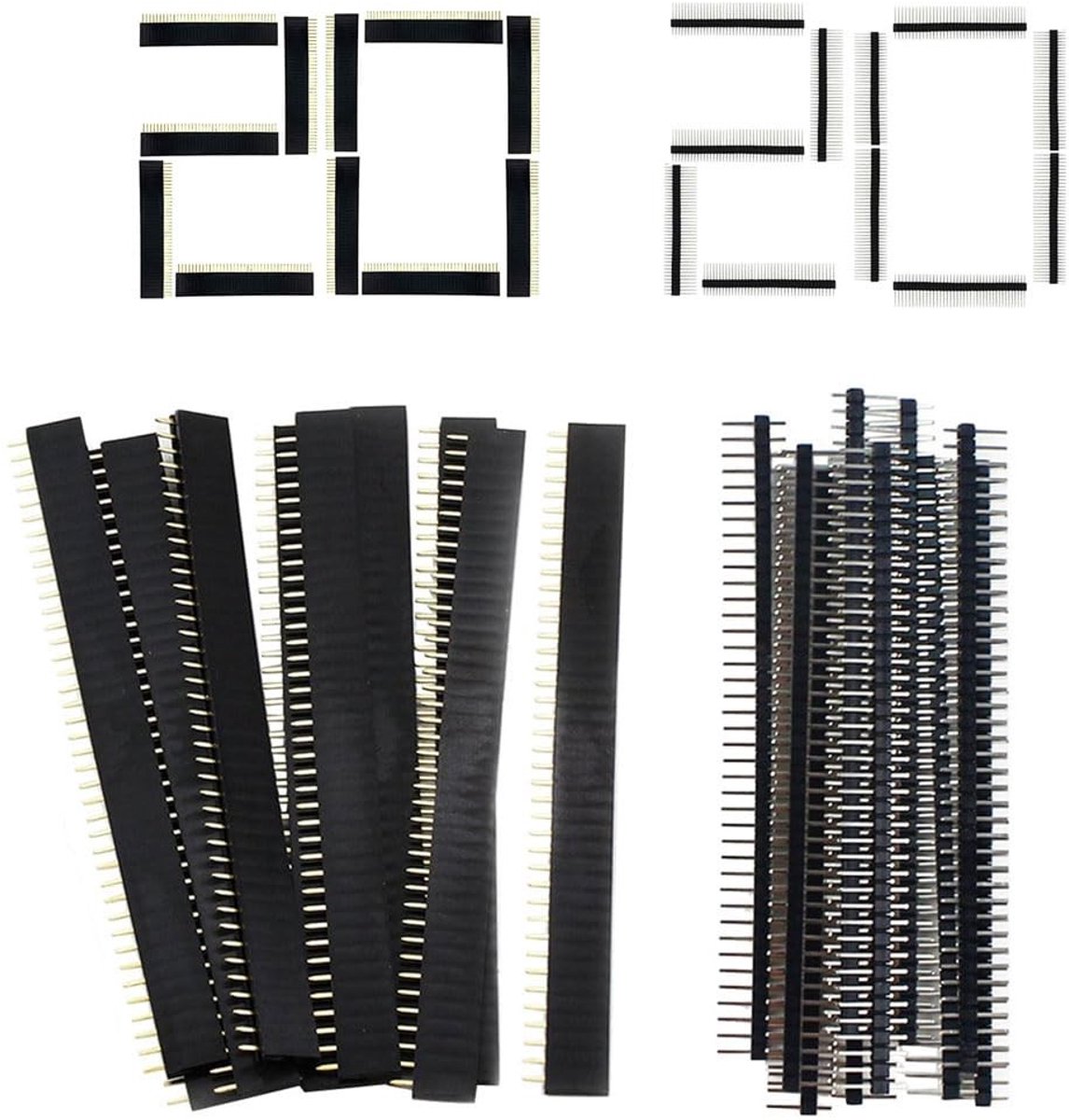 Dailygoods - Dailygoody - Pin Headers - 2.54mm Verbindingen - Perfect voor PCB Solderen - 40 Stuks - Male en Female - Hoge Kwaliteit Verbindingen - Geschikt voor E..