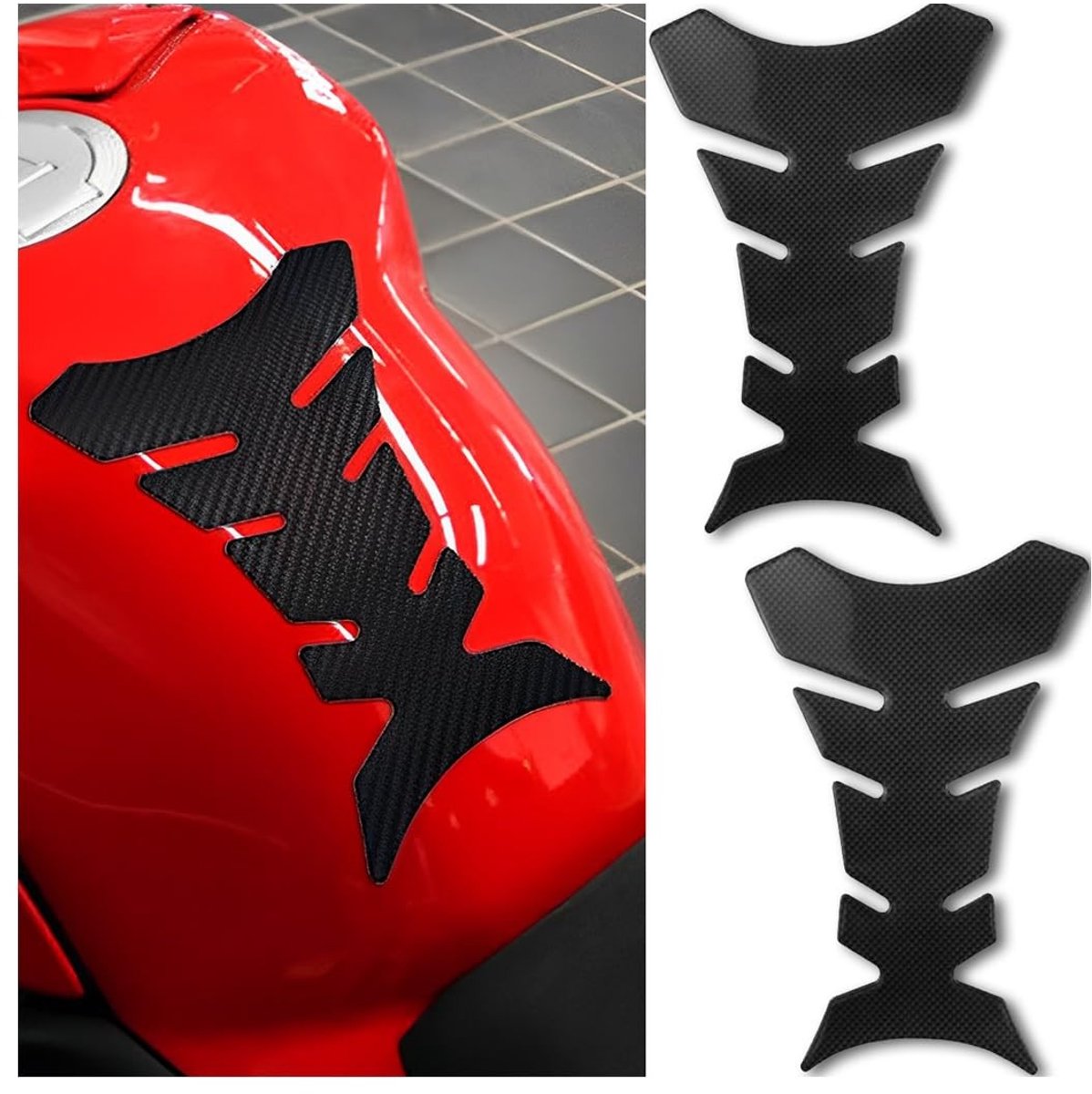 Dailygoods - Dailygoody - 3D-stickers voor motorfietstank - Beschermbuffer - Zwart - Universele bescherming - Decoratie voor motorfietsen