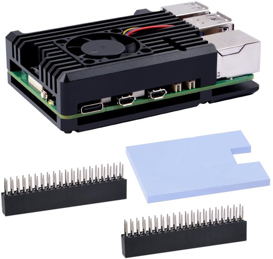 Dailygoods - Dailygoody - Raspberry Pi 5 - Aluminium koeling behuizing - Duurzaam en sterk - Passieve koeling - Geschikt voor 4/8 GB - Compact f...