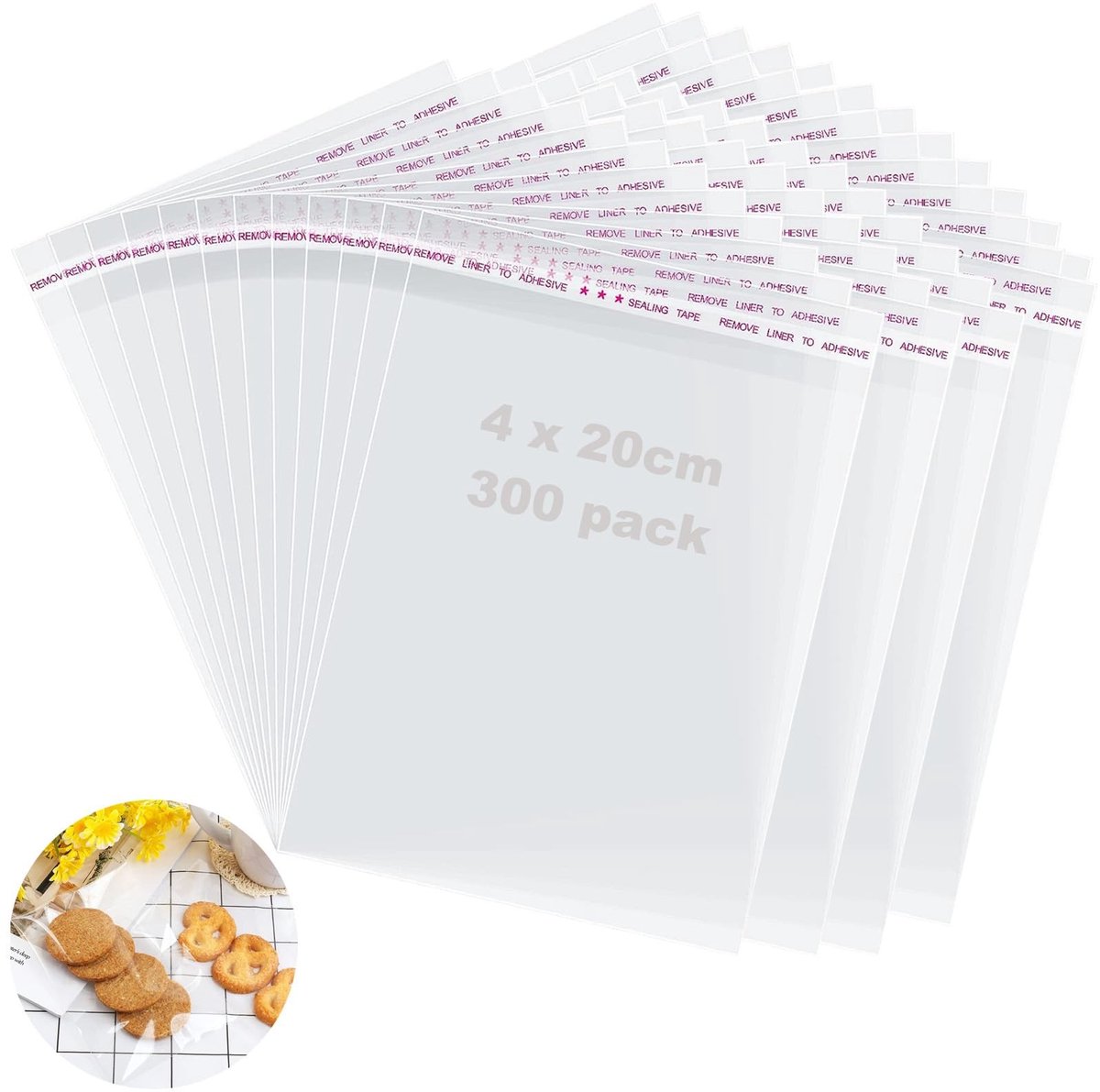 Dailygoods - Dailygoody - Cellofaanzakjes - Zelfklevende zakjes - Voor snoep en koekjes - 14 x 20 cm - Transparant - Herbruikbaar - Voor knutselmaterialen