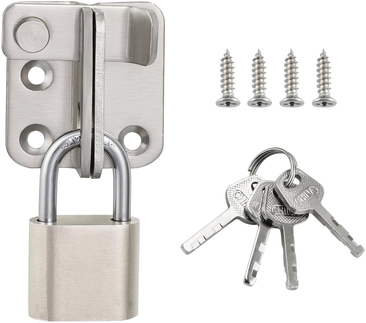 Dailygoods - Cosensi - Dailygoody - Deurhaak - Vergrendelbaar met hangslot - Klein formaat - Veiligheidsbeslag - Geschikt voor poorten en ramen