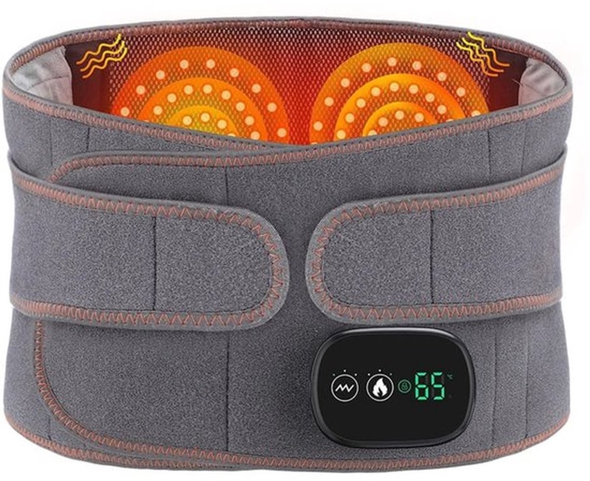Rug Massage Band - Infrarood Verwarming - Warmte Massage - Pijnverlichting - Draadloos - Grijs