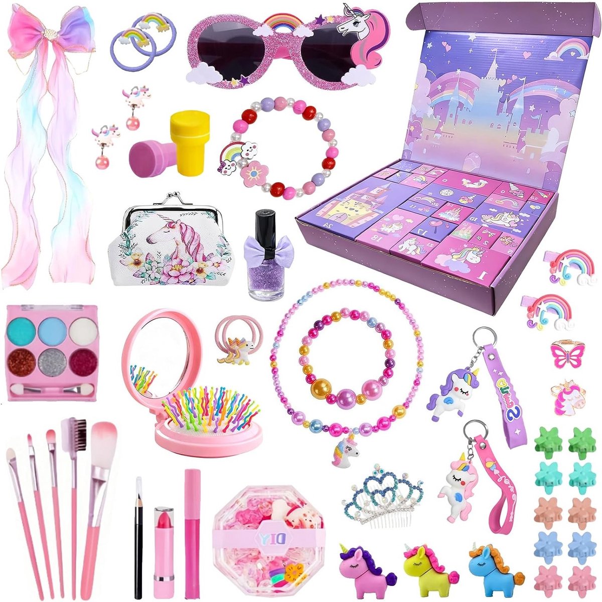 Unicorn Adventskalender met Sieraden, Oorbellen en Kettingen voor een Magische Kerstdecoratie