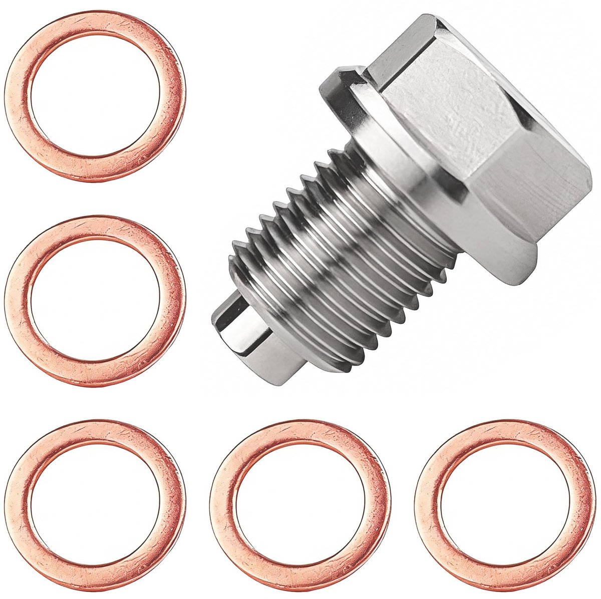 Dailygoods - Magnetische Olielapschroef M14X1,5 met 5 Koperen Afdichtingen voor Auto