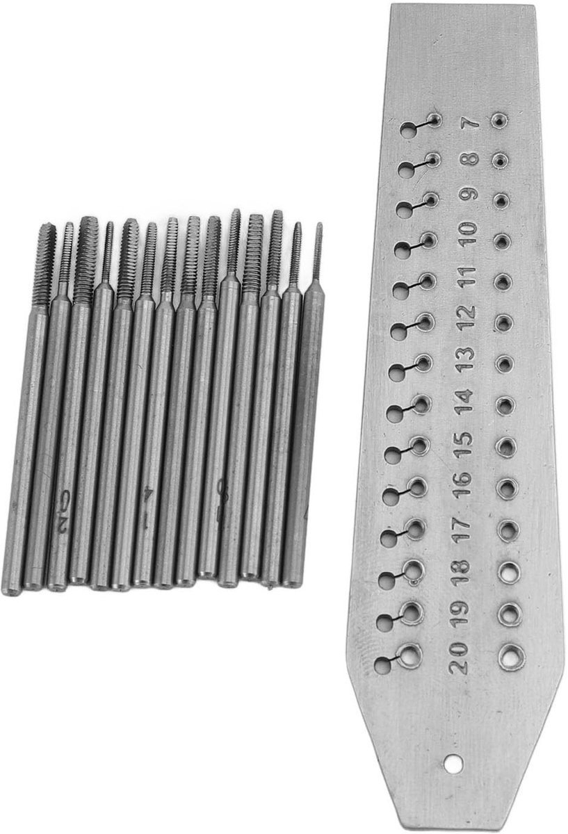 Dailygoods - Dailygoody - Miniatuur Tap- en Matrijzenset - 14-delige set voor Horlogereparatie - Sieradenmaken - Compact en veelzijdig - Geschikt voor hobbyisten -