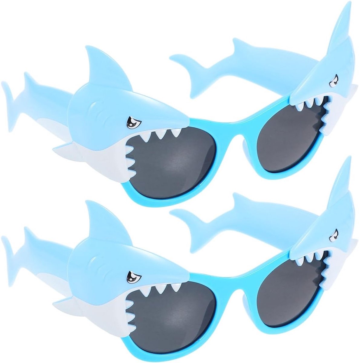 Set van 2 Shark Shape Feestglazen voor Halloween en Kerst - Grappige Zonnebrillen voor Kinderen en Volwassenen, Perfecte Fotoproppen en Kostuumaccessoires