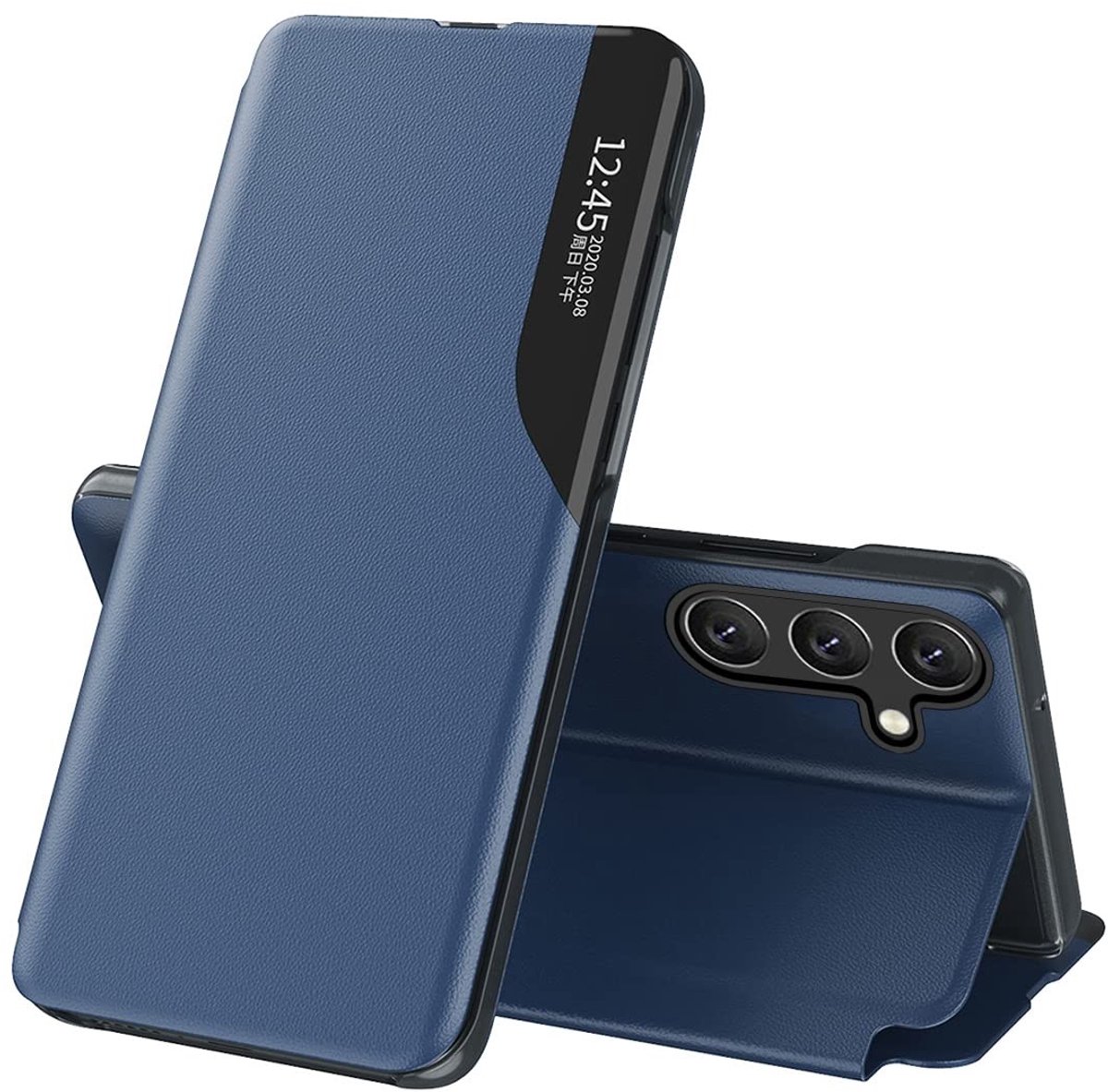 Dailygoods - Dailygoody - Compatibel met Samsung Galaxy S25+ Plus - Smart Clear View Windows Case - Blauw - Shockproof - Flip PU Lederen Stand Cover voor Vrouwen e...