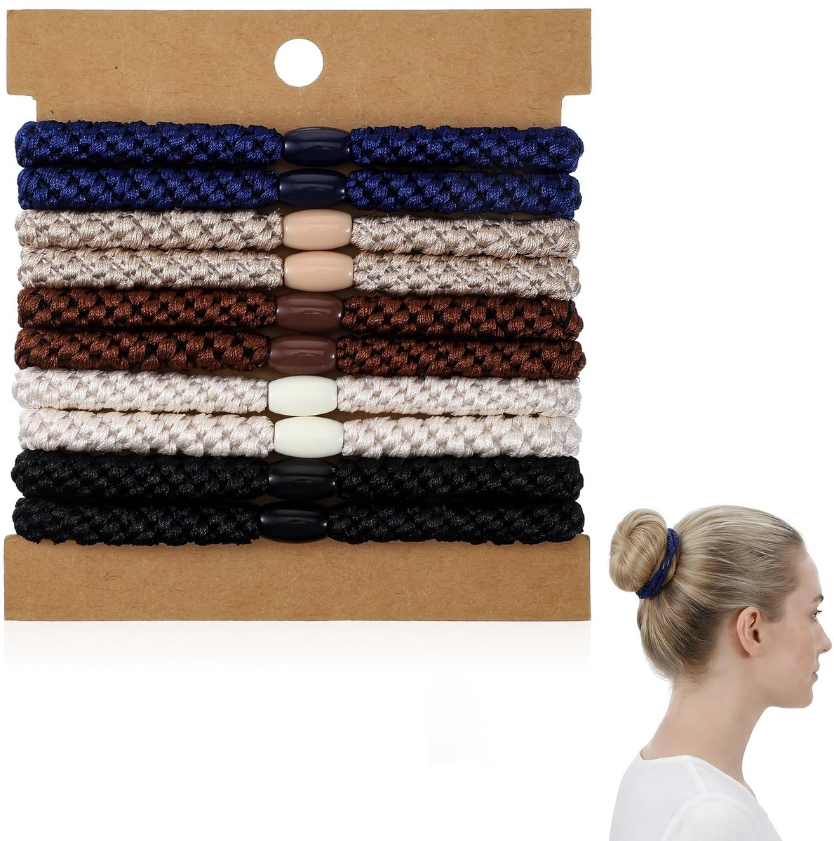 Dailygoods - Set van 10 Gevlochten Haarelastiekjes voor Meisjes in 5 Kleuren