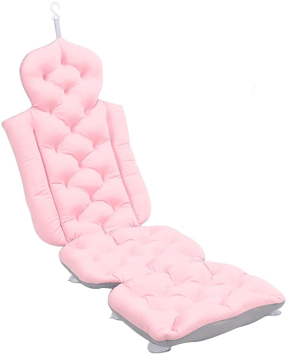 Dailygoods - Badkussen voor het Hele Lichaam - Nek en Rugsteun - Antislip Zuignappen - Roze - Opvouwbaar Spa-Accessoire - Voor Volwassenen - Luxe Comf