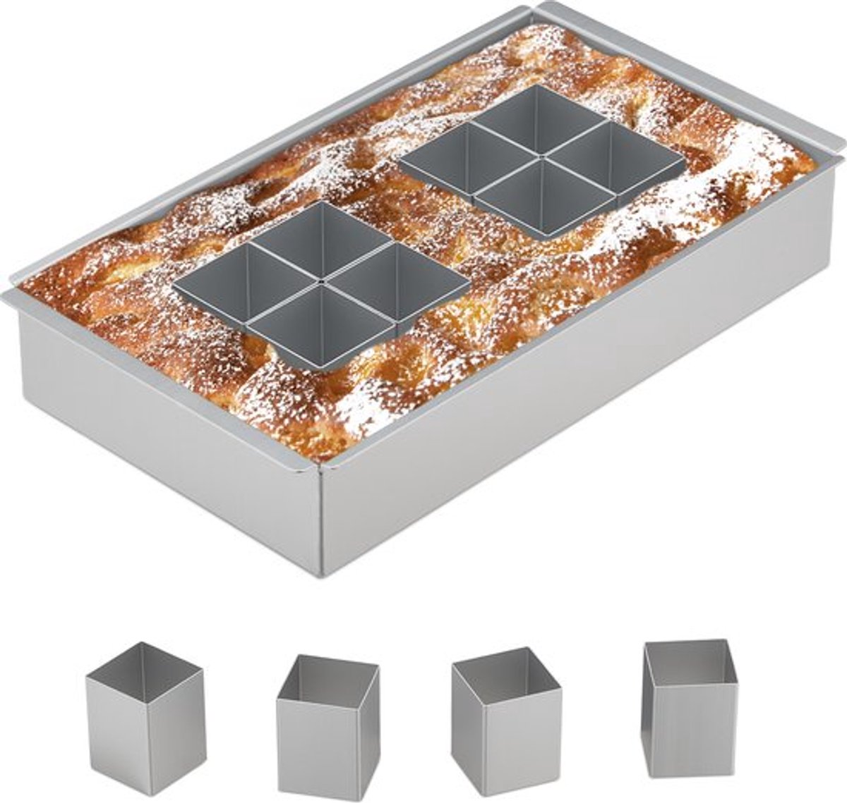 cakevorm cijfers en letters - met blokjes - verstelbaar - aluminium - 31,5 x 18 cm