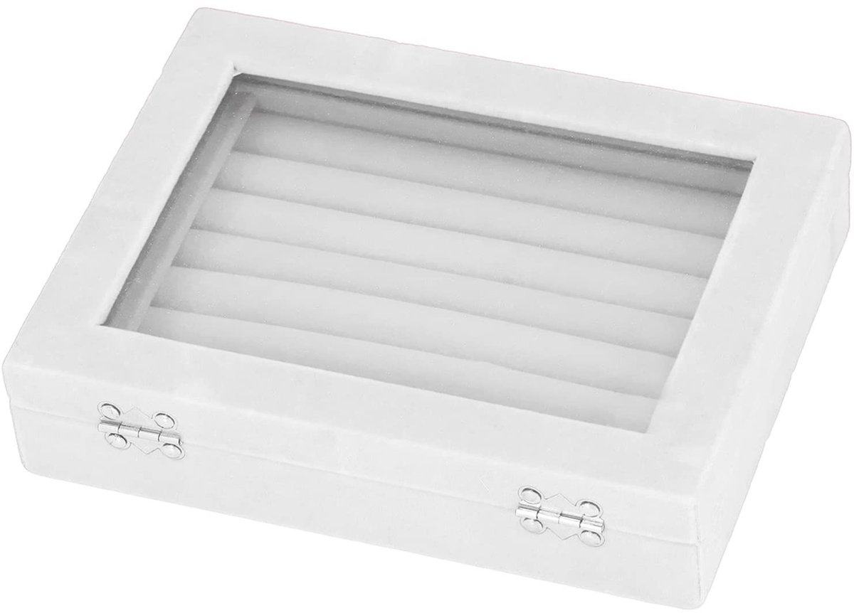 Dailygoods - Dailygoody - Sieradenbox - Elegante organizer - Met 7 compartimenten - Dekkend glas - Ideaal voor ringen en oorbellen - Perfect voor manchetknopen - S