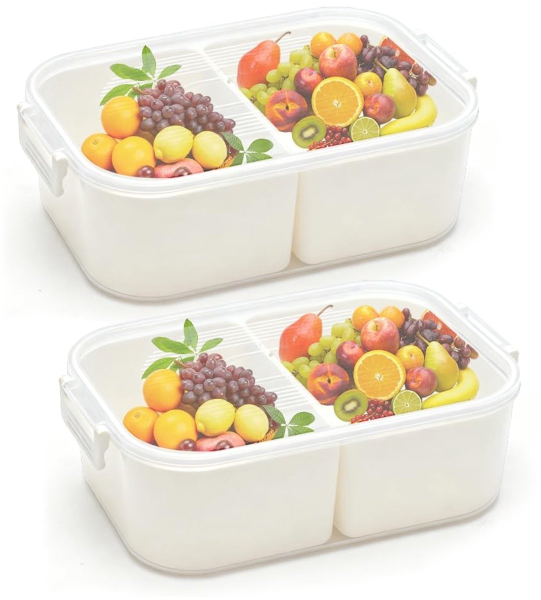Dailygoods - Snackbox met 2 Vakken en Deksel, Draagbare Snack Organizer