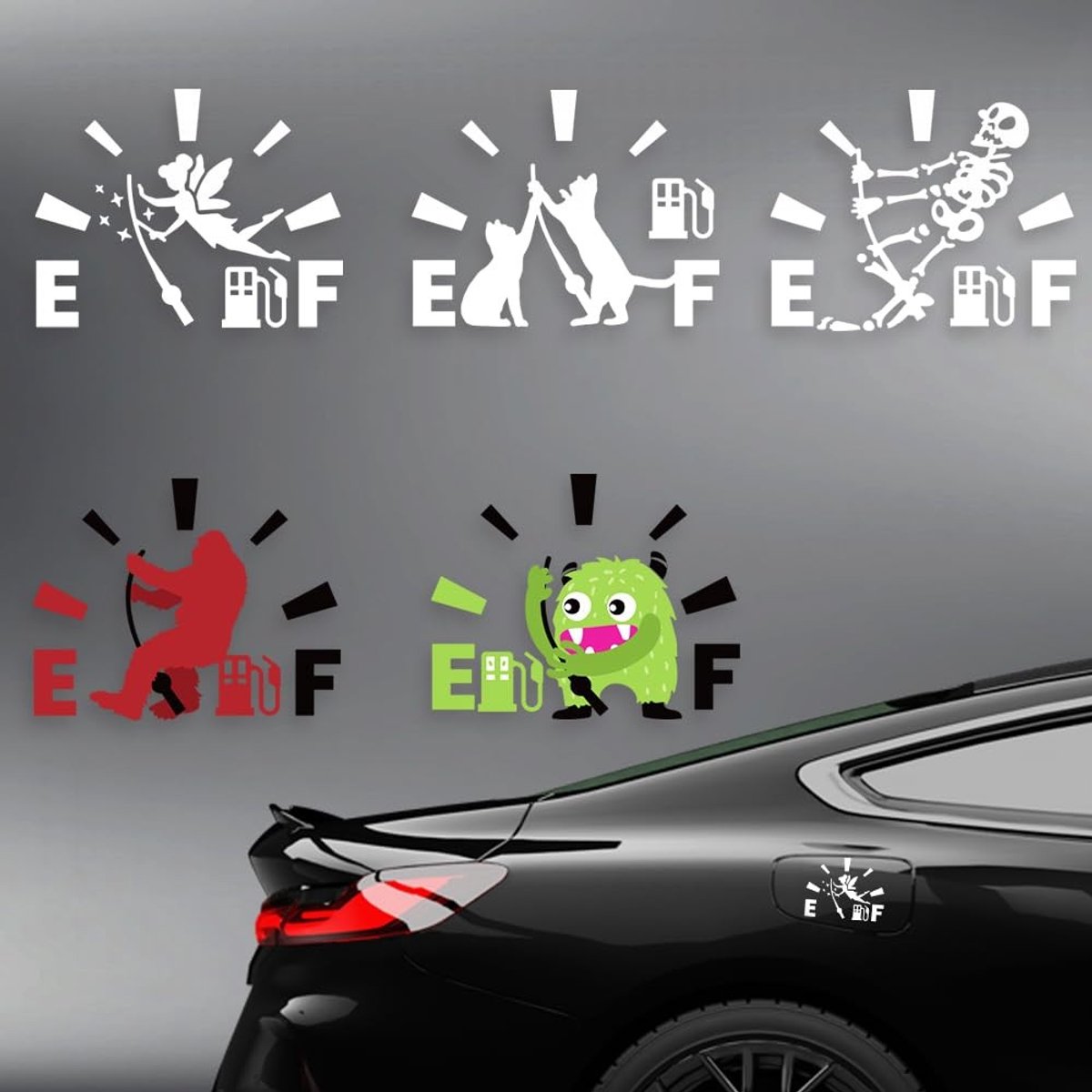 Dailygoods - Set van 5 Grappige Brandstoftank Stickers voor Auto