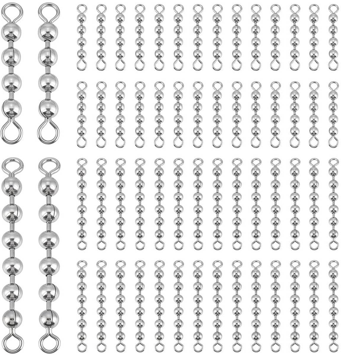 Dailygoods - Set van 60 Vissen Kraal Ketting Swivels voor Visgerei