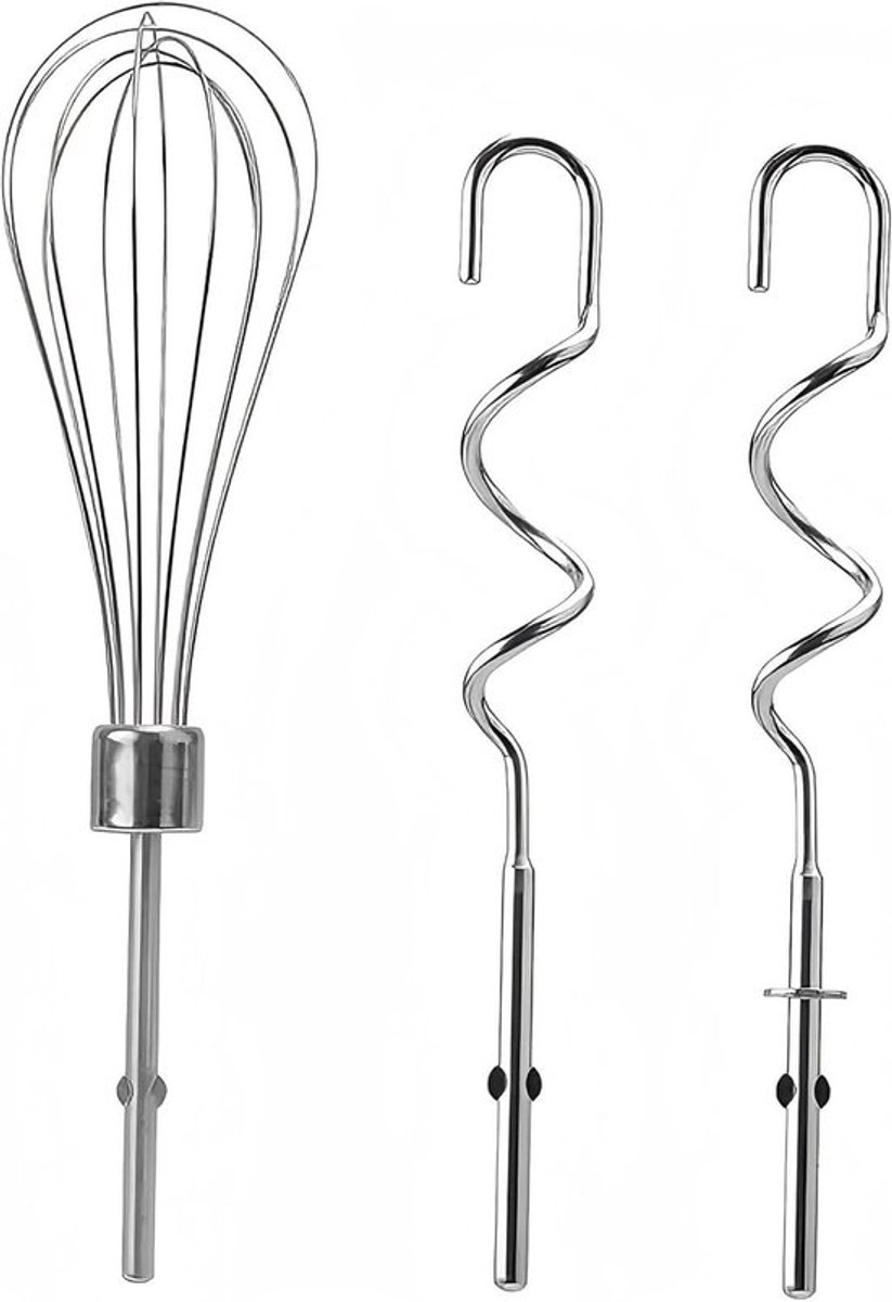 Mixer Accessoires - Kneedhaak Garde - Bakken Maken - Roestvrij Staal - 3 Stuks - Zilver