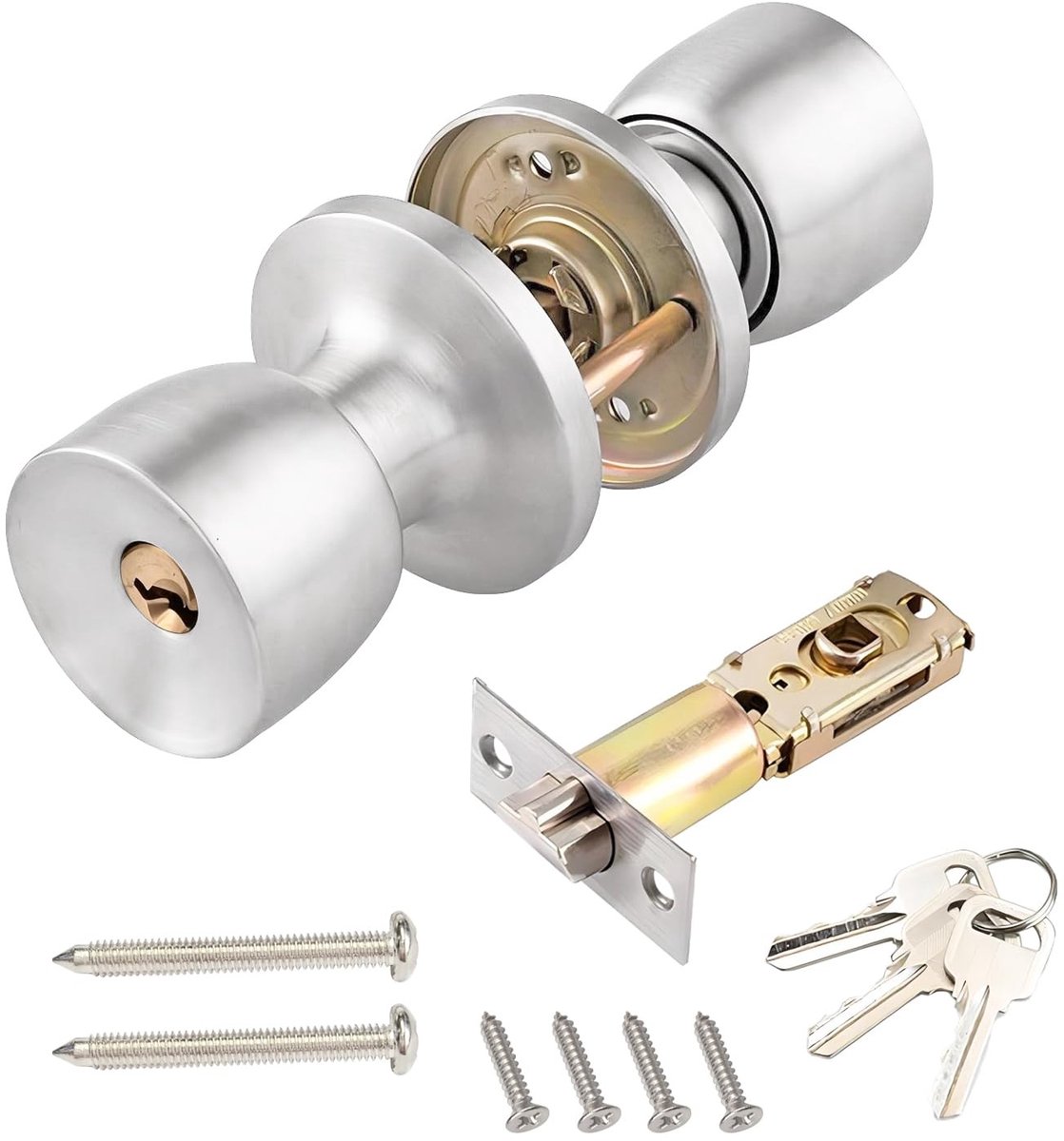Dailygoody - Ronde Deurknop in RVS met Slot en Sleutel - Modern en Veilig