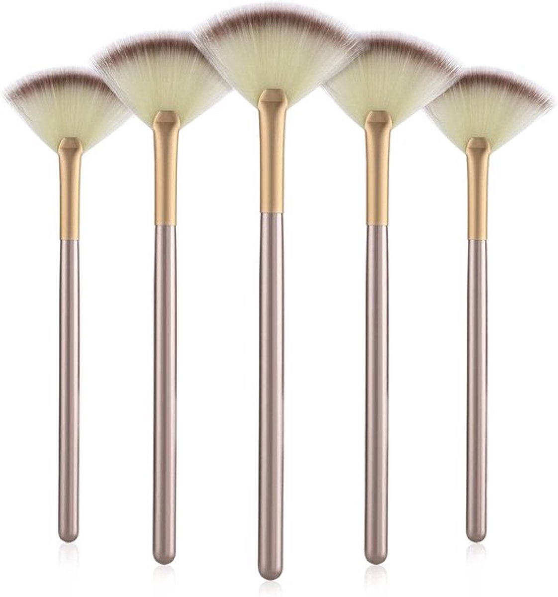 Set van 5 zachte gezichtsventilatorborstels voor make-up en maskerapplicatie