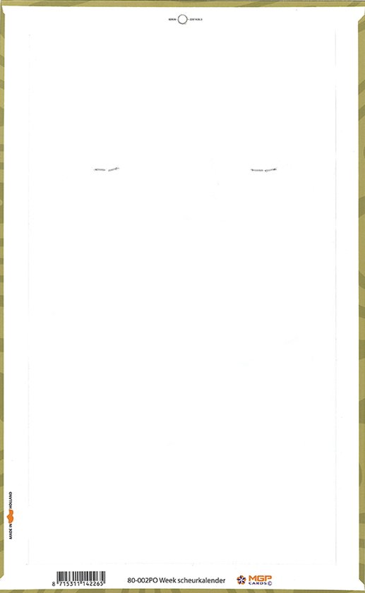 MGPcards - Week Scheurkalender 2027 - Week begint op maandag - 21 x 34 cm - Groen