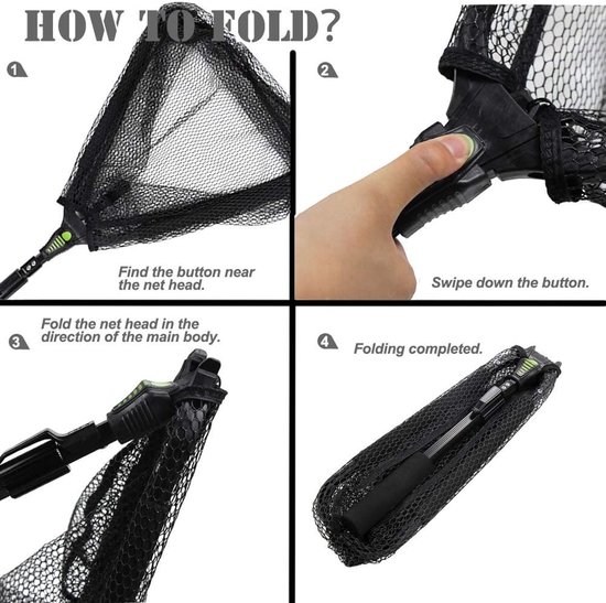 Croch landing net with telescopic rod handle and rubberized coated nylon net - ShopVlot — afbeelding 3