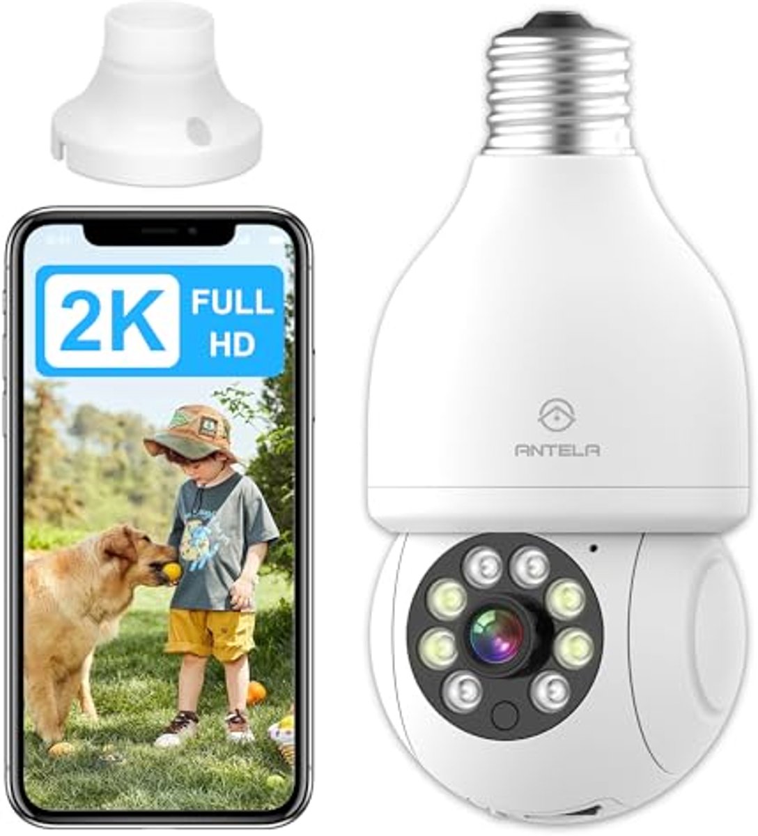 Interieur Camera - Beveiligingscamera Huis - Huisbewaking Thuis - Draadloze Installatie - 3 MP HD - Wit