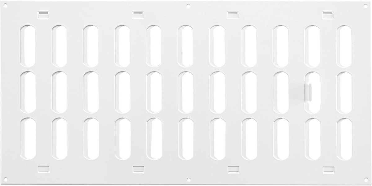 Ventilatierooster Plaatstaal - Afsluitbaar Rooster - Luchtcirculatie Regelen - Traploze Lamellen - 400 x 200 mm - Wit