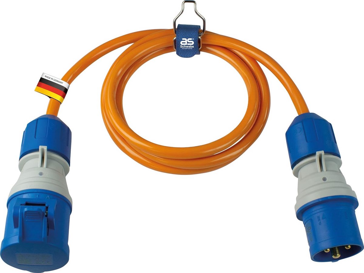 Verlengkabels CEE - Stroomkabel buiten - Stroomvoorziening buiten - Met spanningsindicator - 15 meter - Oranje