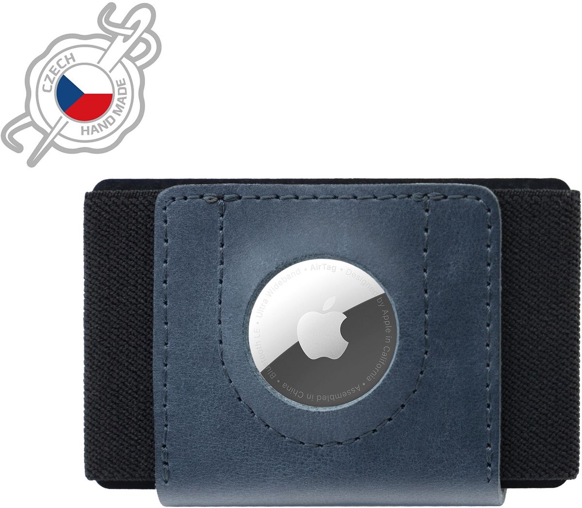 FIXED Tiny Wallet voor AirTag – Leren Portemonnee met AirTag Vakje – Blauw