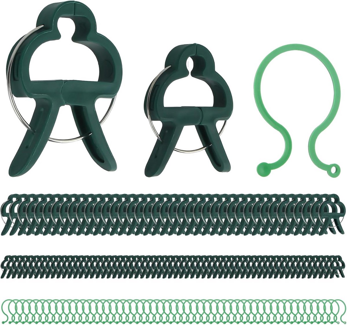 Plantenclips en Steunen - Klimplant Houders - Planten Ondersteunen - Herbruikbaar en UV-bestendig - 100 Stuks - Groen