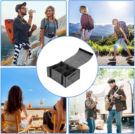 Bordenhouder Vilt - Servies Organizer - Camping en Reizen - 6 Vakken Bescherming - 27 x 15 x 5 cm — afbeelding 4