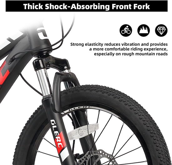 Skyline Kindermountainbike 20 inch, Fiets voor Jongens en Meisjes, Leeftijd 6-12 Jaar, 21 Versnellingen, Voorwielophanging, Schijfremmen, Stevig Frame, Zwart van Merkloos — afbeelding 5