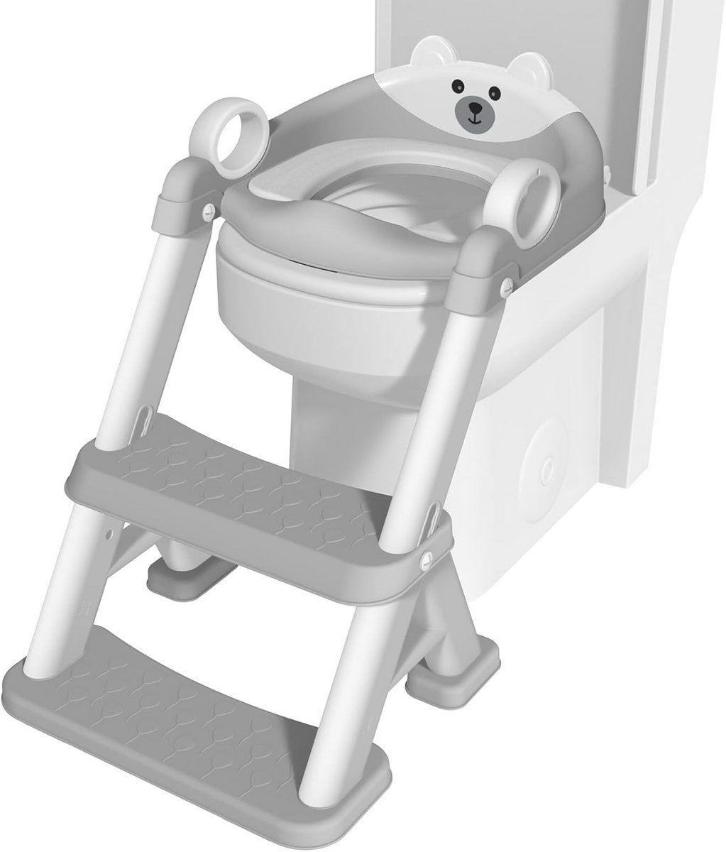 Potty Training Toilet Seat - Toiletladder Kinderen - Zindelijkheidstraining - Verstelbare Hoogte - 56 x 35 cm - Grijs